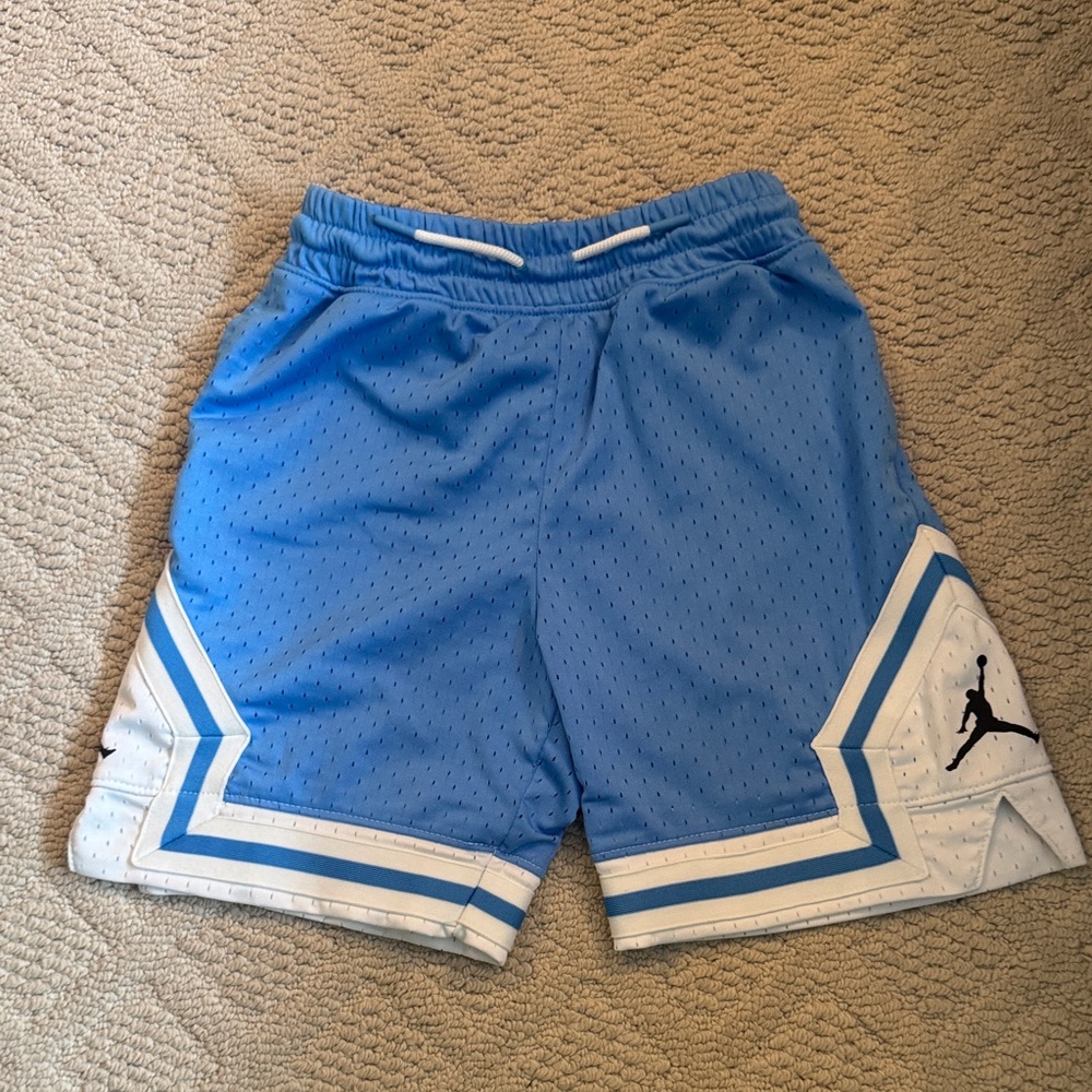Youth light blue Jordan Basketball Shorts with White Trim